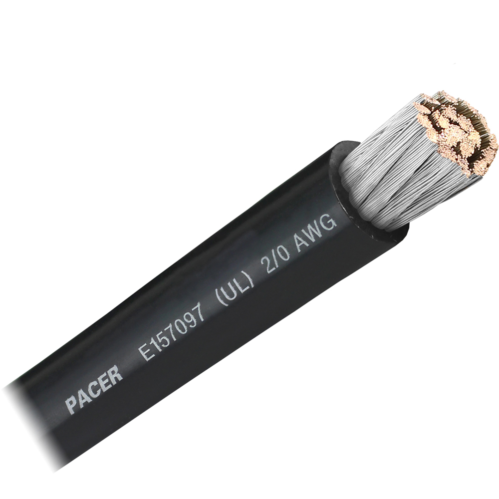 PACER BLACK 2/0 AWG BATTERY CABLE SOLD BY THE FOOT Pacer Black 2/0 AWG Battery Cable - Sold By The Foot